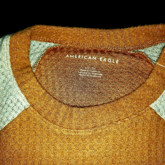 NWT---A.E.O (S) TAN WAFFLE LONG SLEEVES - Picture 4 of 8
